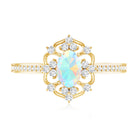 Natural Oval Ethiopian Rainbow Opal Vintage Looking Engagement Ring with Diamond AAA - Rosec Jewels