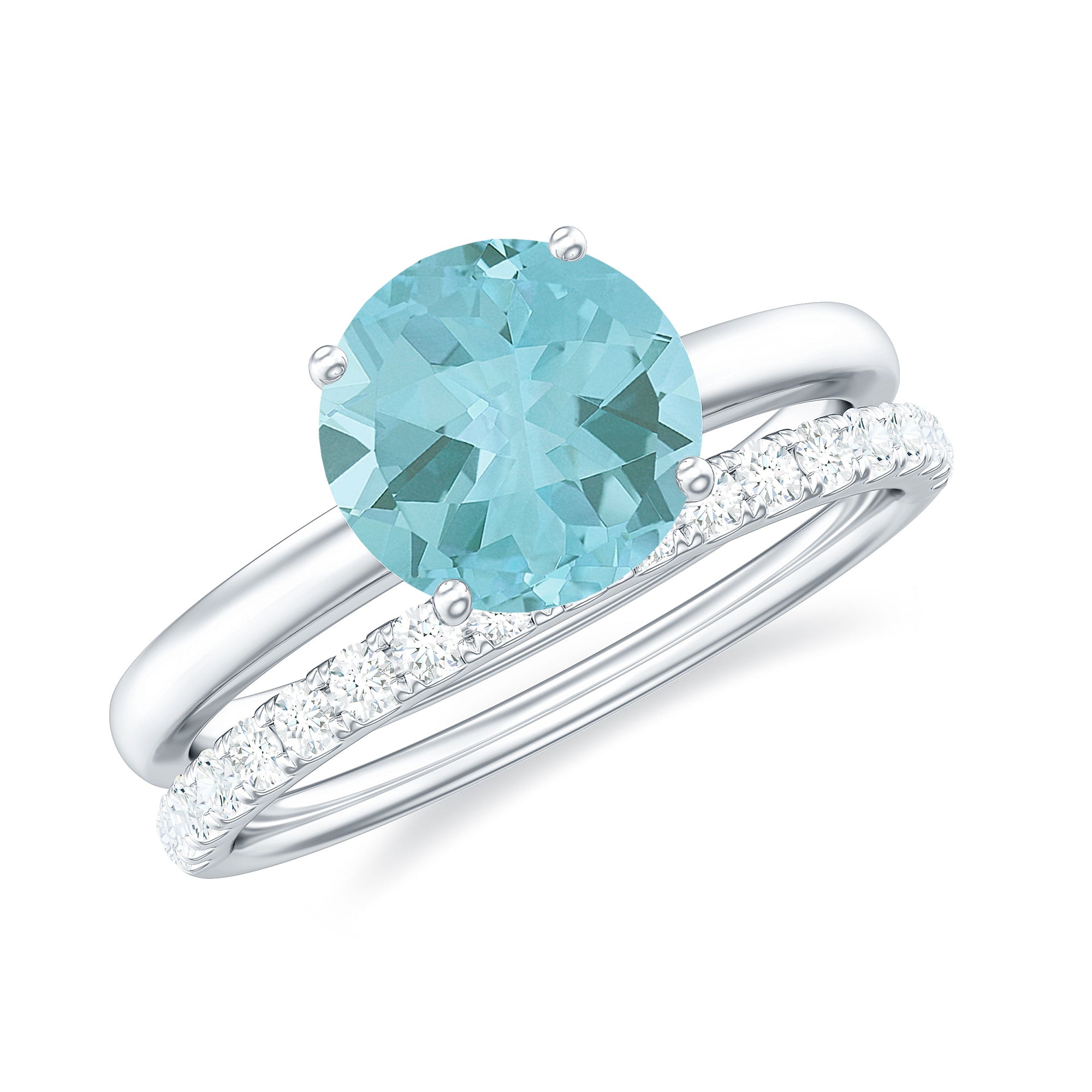 Sky Blue Topaz and Diamond Wedding Ring Set Sky Blue Topaz - ( AAA ) - Quality - Rosec Jewels