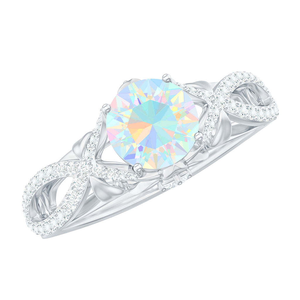 Rosec Jewels-Designer Ethiopian Opal and Diamond Crossover Engagement Ring