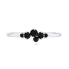 Certified Black Onyx Cluster Promise Ring for Her AAA - Rosec Jewels