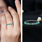 Rosec Jewels-Marquise Emerald and Diamond Half Eternity Ring