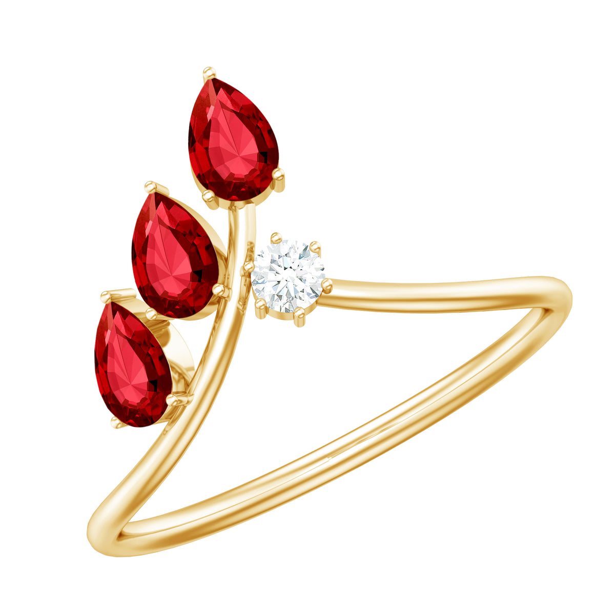 Certified Lab Grown Ruby Ring Guard with Diamond – Rosec Jewels