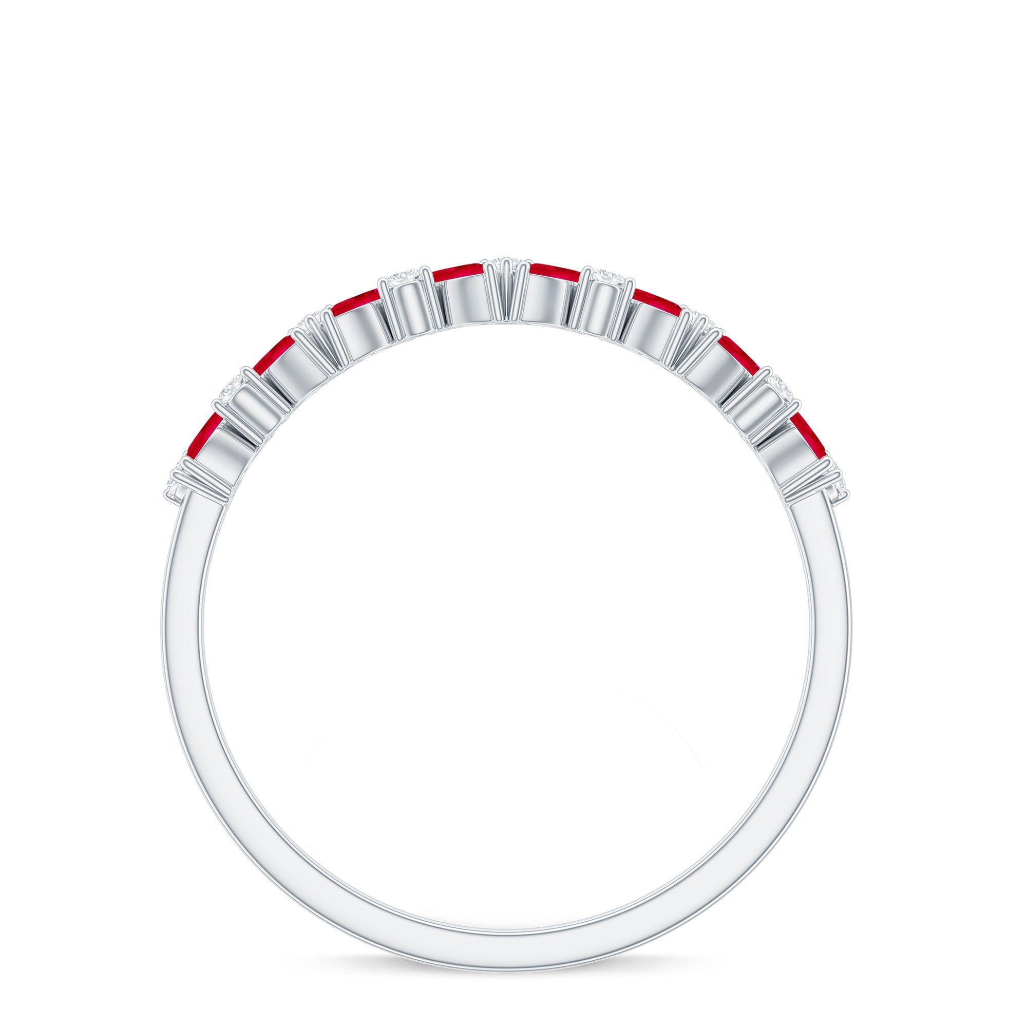 Rosec Jewels-Natural Marquise Ruby Half Eternity Ring with Diamond
