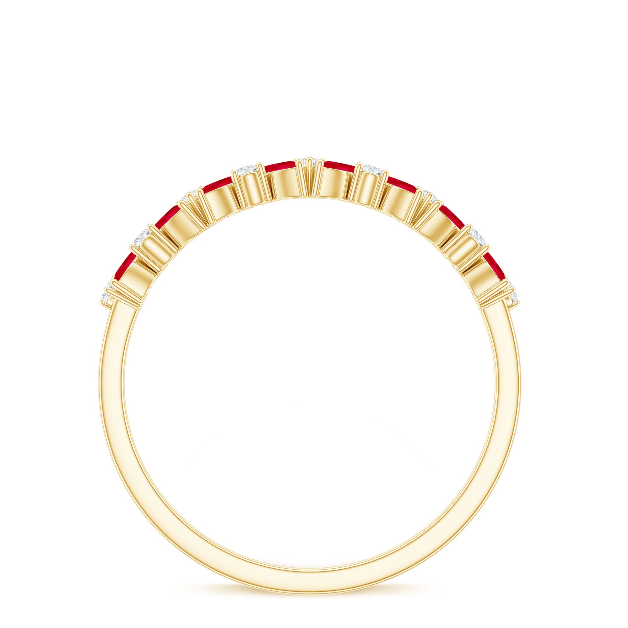 Rosec Jewels-Natural Marquise Ruby Half Eternity Ring with Diamond