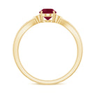 Oval Cut Real Ruby Solitaire Ring with Diamond Ruby - ( AAA ) - Quality - Rosec Jewels