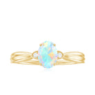 Natural Solitaire Ethiopian Opal Diamond Oval Engagement Ring With Pinched Shank AAA - Rosec Jewels