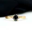 Oval Shape Black Onyx Solitaire Ring with Diamond Black Onyx - ( AAA ) - Quality - Rosec Jewels