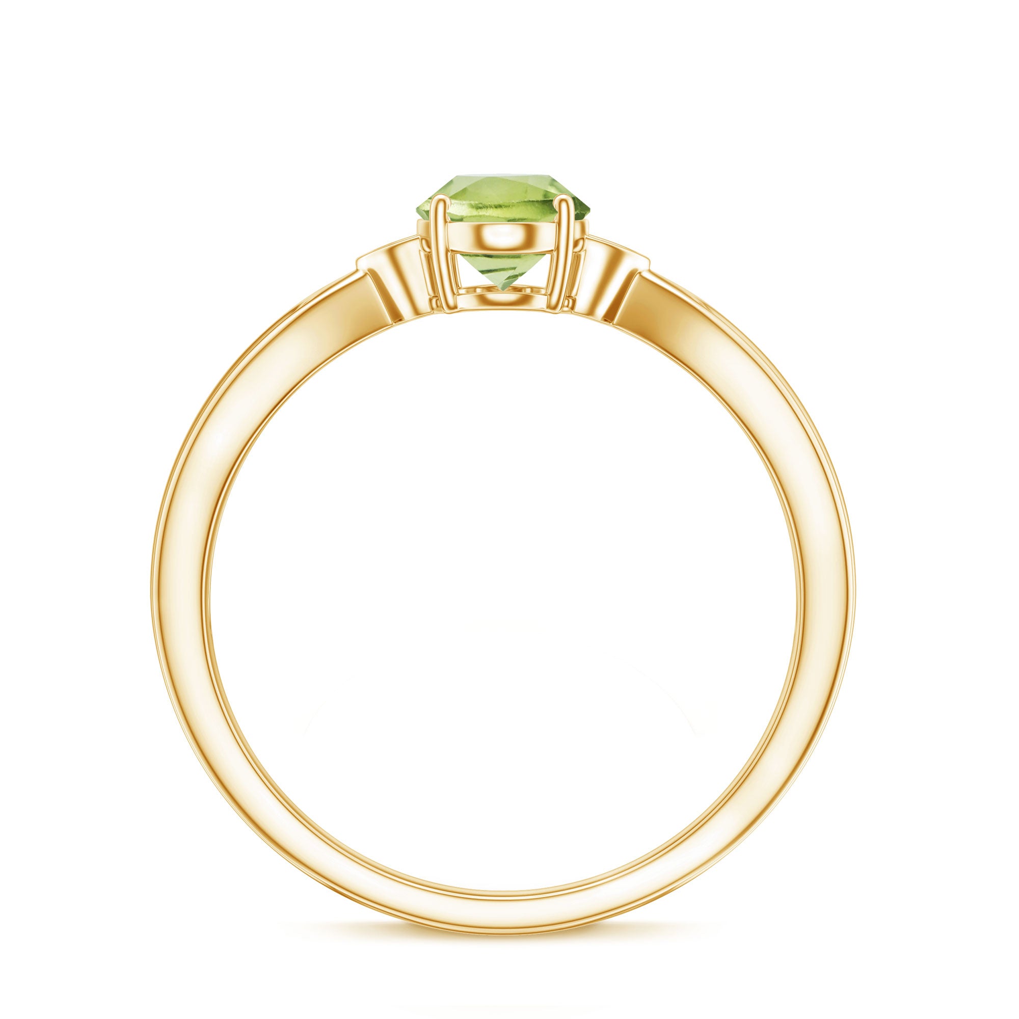 Natural 1 Carat Peridot Oval Engagement Ring with Diamond AAA - Rosec Jewels