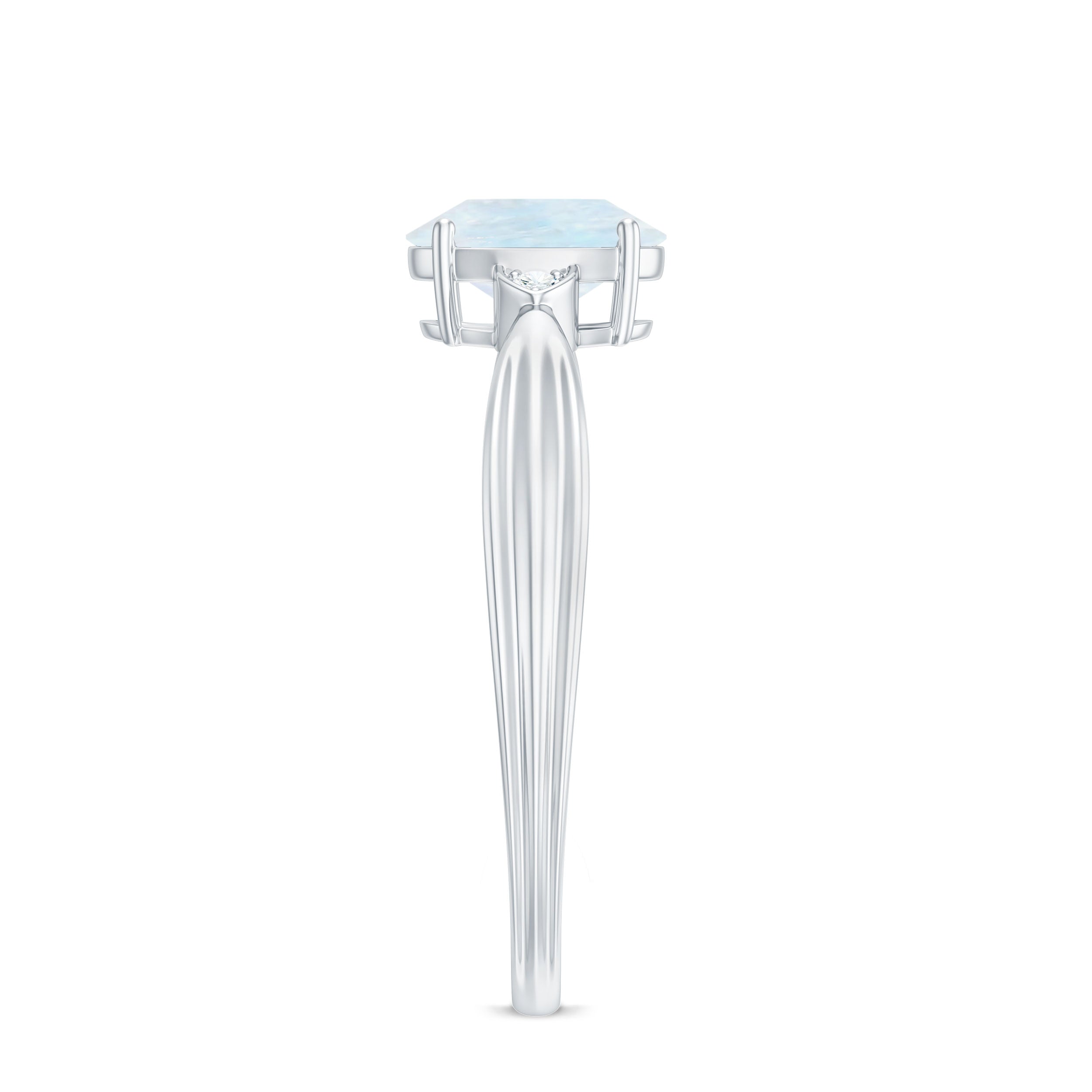 1 CT Oval Cut Moonstone Solitaire Ring with Diamond AAA - Rosec Jewels