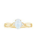 1 CT Oval Cut Moonstone Solitaire Ring with Diamond AAA - Rosec Jewels