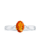 3/4 CT Oval Shape Fire Opal Engagement Ring with Diamond AAA - Rosec Jewels