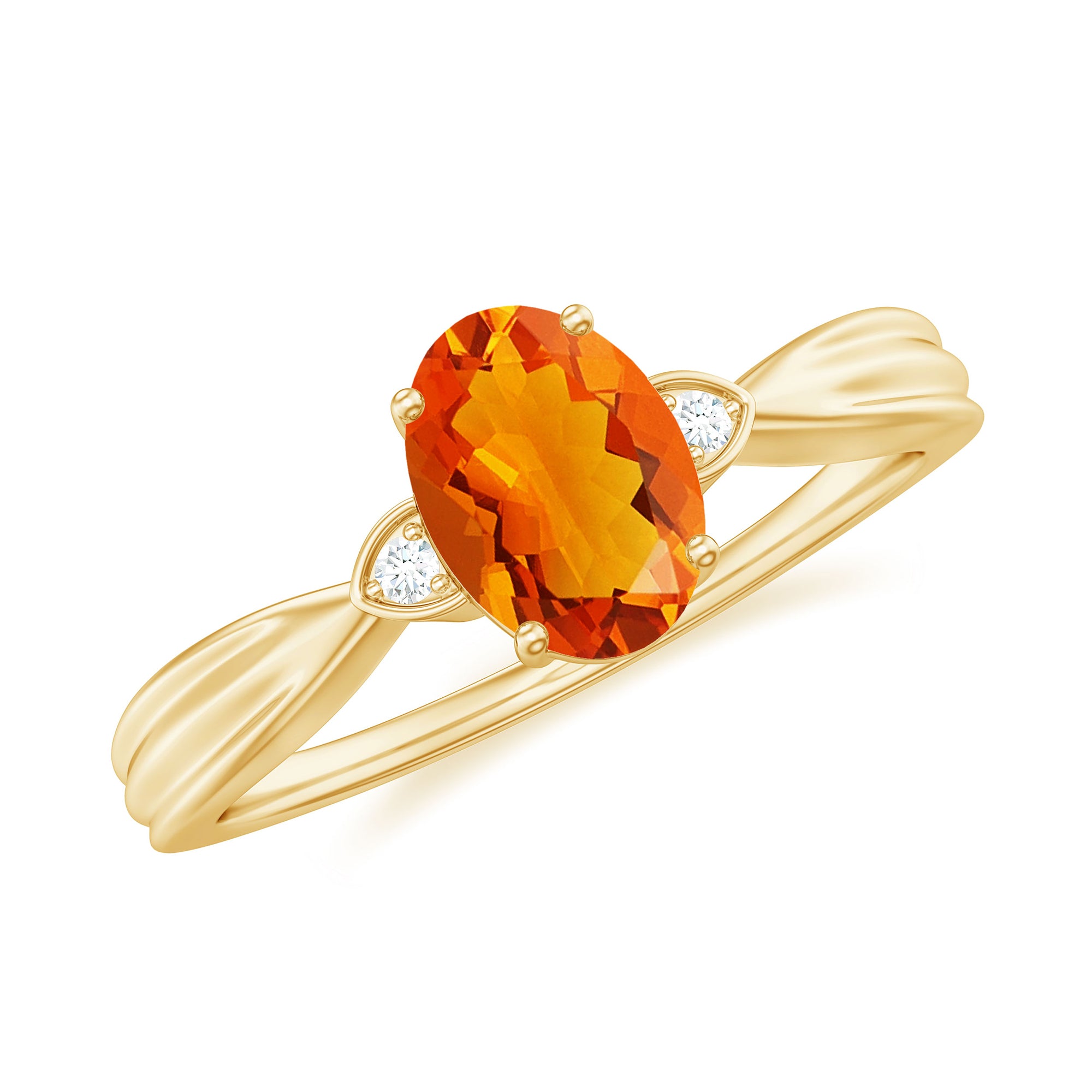 3/4 CT Oval Shape Fire Opal Engagement Ring with Diamond AAA - Rosec Jewels