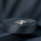 Nature Inspired Moonstone Promise Ring with Diamond Moonstone - ( AAA ) - Quality - Rosec Jewels