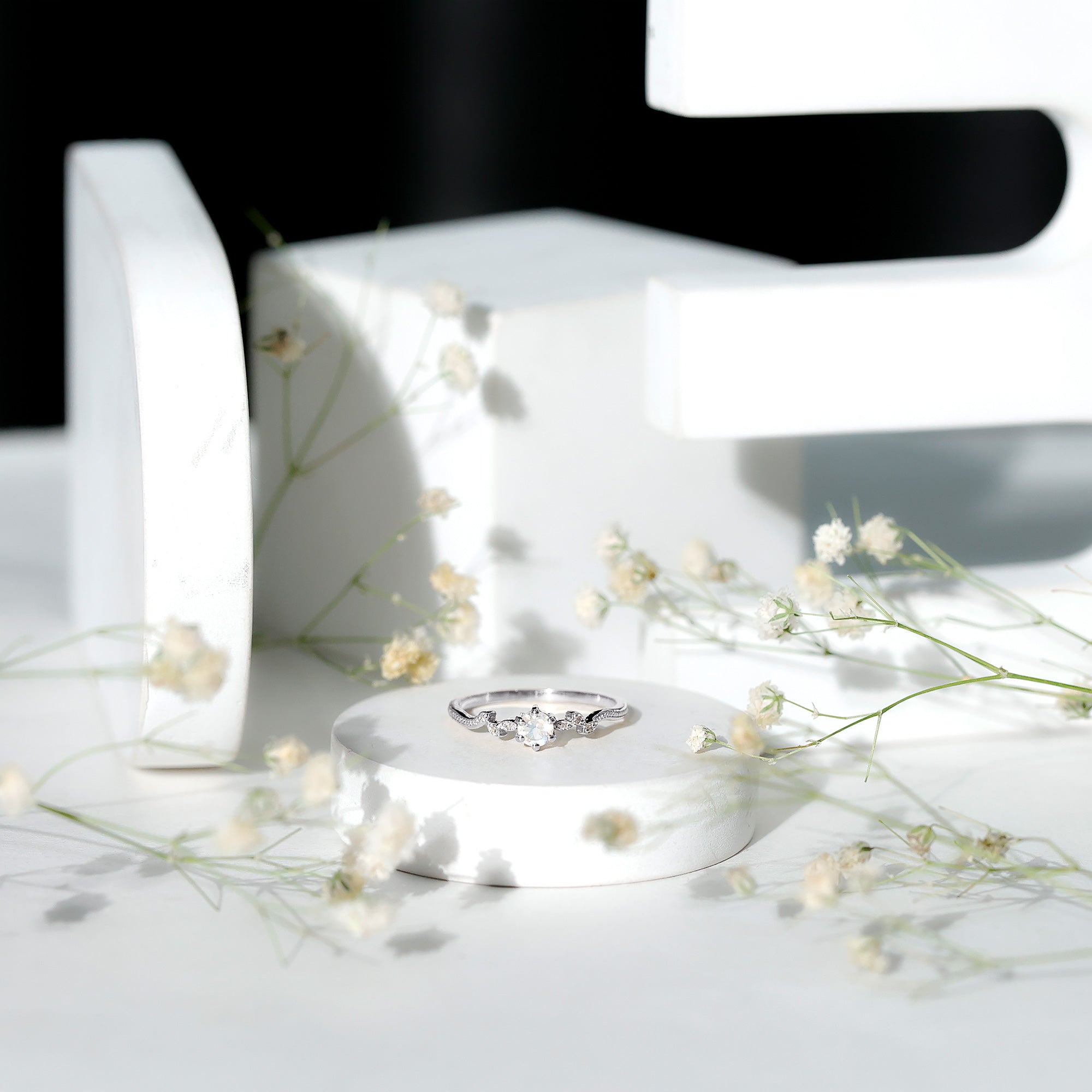 Rosec Jewels-Nature Inspired Moonstone Diamond Promise Ring for Women