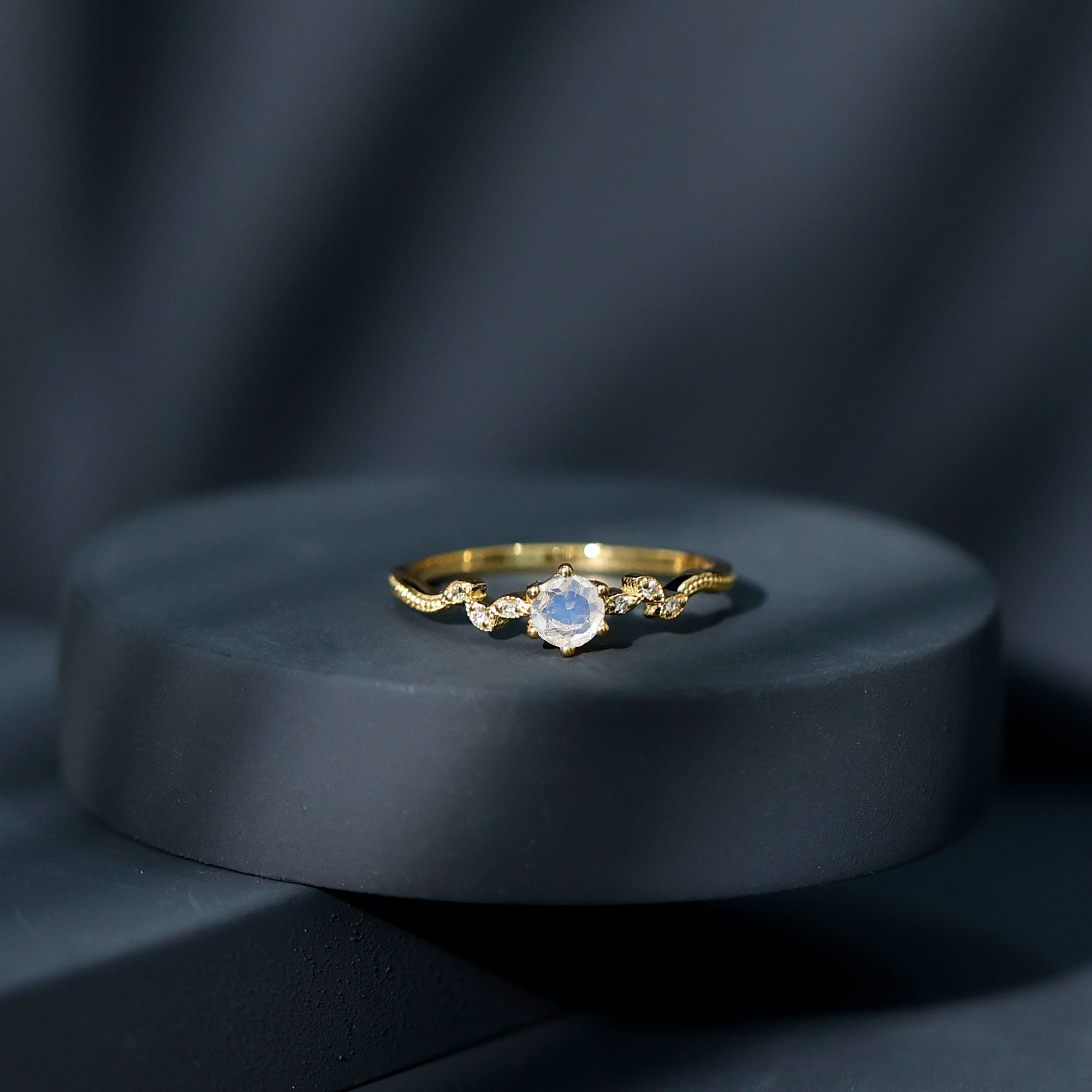 Rosec Jewels-Nature Inspired Moonstone Diamond Promise Ring for Women