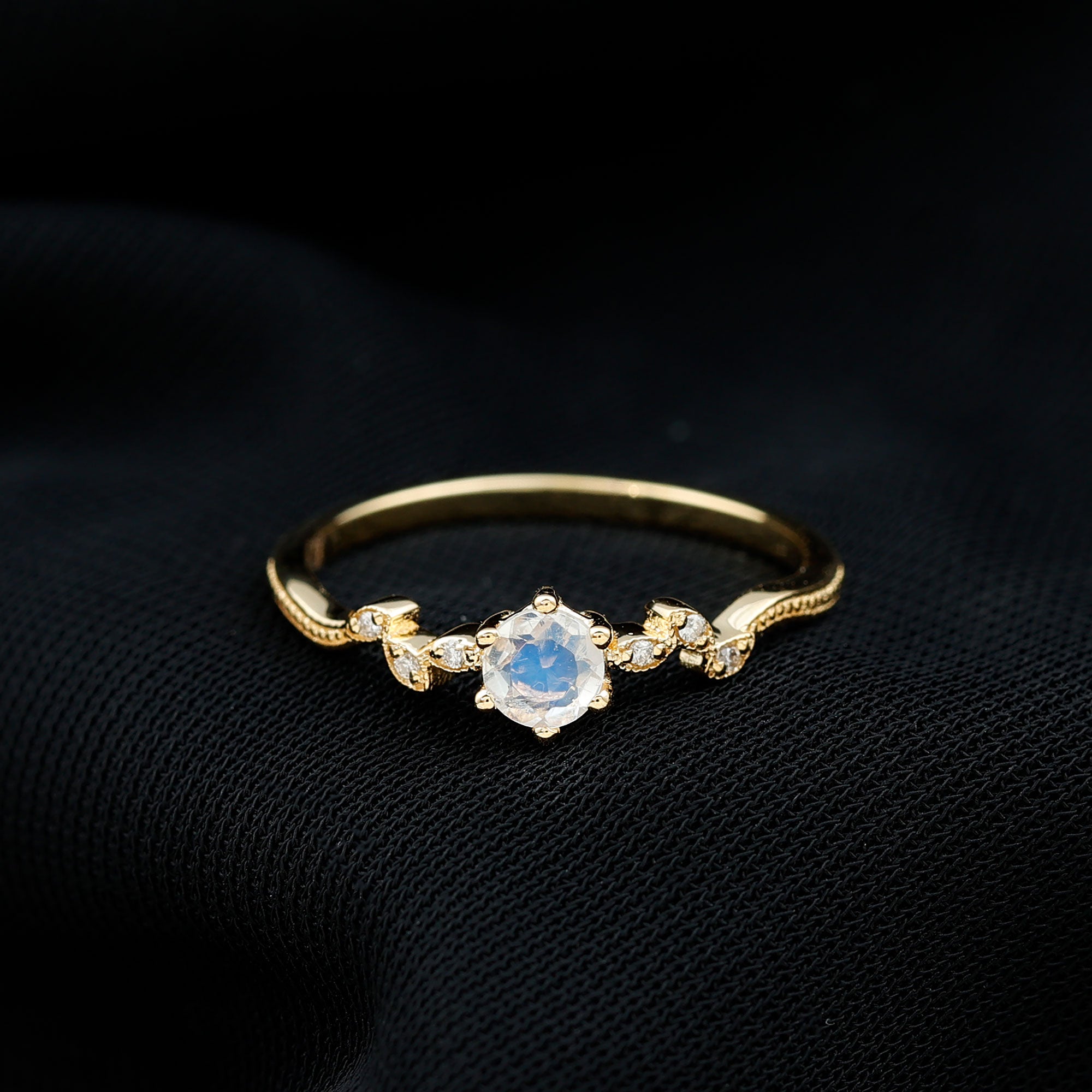Rosec Jewels-Nature Inspired Moonstone Diamond Promise Ring for Women