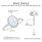Rosec Jewels-Oval Moonstone Engagement Ring with Diamond Halo