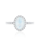 Rosec Jewels-Oval Moonstone Engagement Ring with Diamond Halo