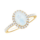 Rosec Jewels-Oval Moonstone Engagement Ring with Diamond Halo
