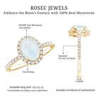 Rosec Jewels-Oval Moonstone Engagement Ring with Diamond Halo