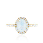 Rosec Jewels-Oval Moonstone Engagement Ring with Diamond Halo