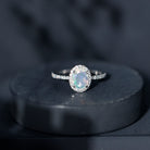 Certified Real 6X8mm Ethiopian Opal Oval Engagement Ring with Diamond Halo AAA - Rosec Jewels
