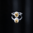 Certified Real 6X8mm Citrine Oval Engagement Ring with Diamond Halo AAA - Rosec Jewels