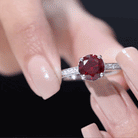 Lab Grown Ruby Simple Solitaire Engagement Ring with Diamond Lab Created Ruby - ( AAAA ) - Quality - Rosec Jewels