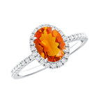 Rosec Jewels-Oval 6X8MM Fire Opal Engagement Ring with Diamond Halo