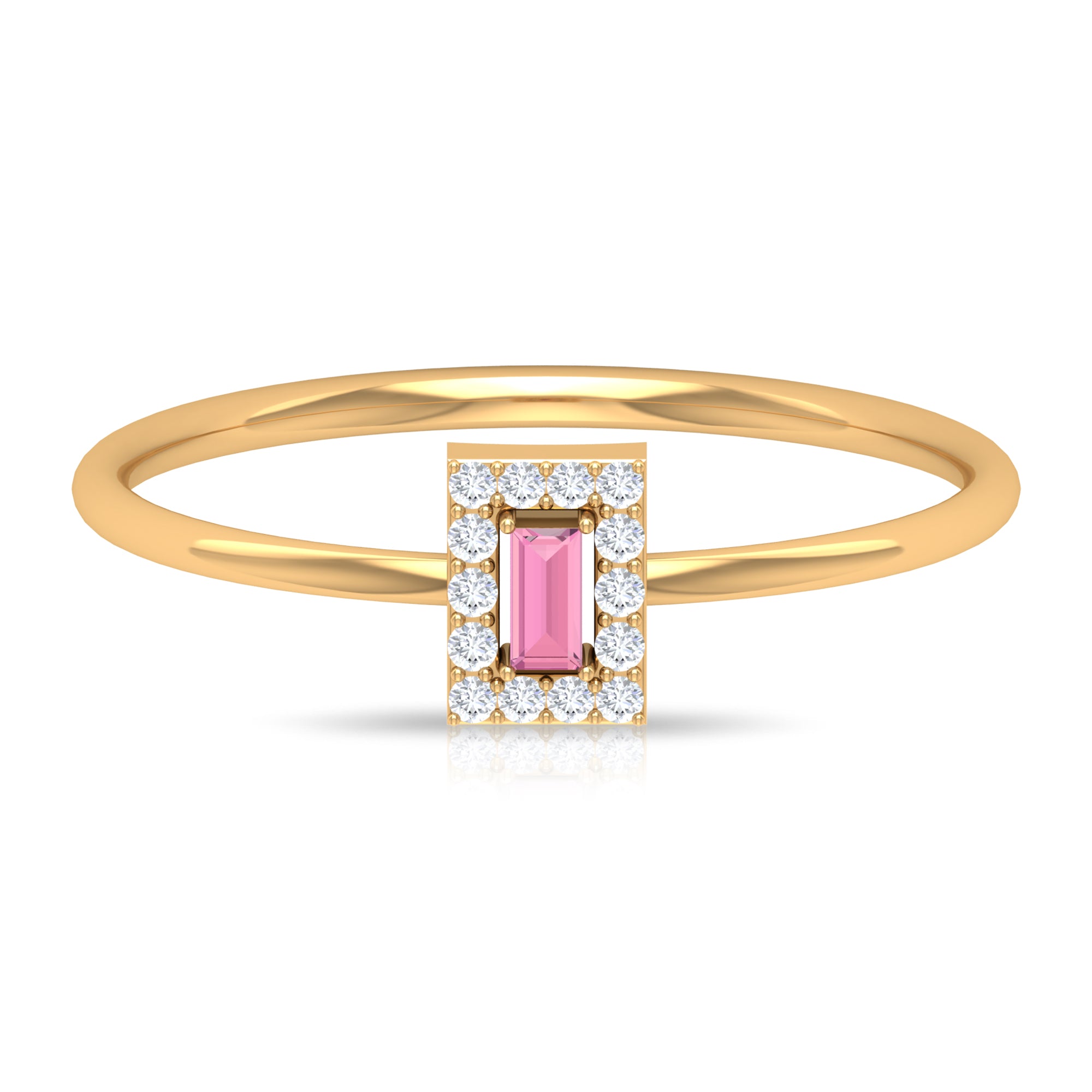 Rosec Jewels-Natural Pink Tourmaline Dainty Promise Ring with Diamond Accent