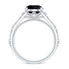 8mm Round Black Onyx Solitaire Antique Looking Engagement Ring with Diamond AAA - Rosec Jewels
