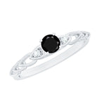 Natural Black Spinel Diamond Promise Ring with Certificate AAA - Rosec Jewels