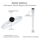 Natural Black Spinel Diamond Promise Ring with Certificate AAA - Rosec Jewels