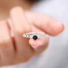 Natural Black Spinel Diamond Promise Ring with Certificate AAA - Rosec Jewels