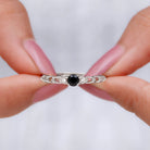 Natural Black Spinel Diamond Promise Ring with Certificate AAA - Rosec Jewels
