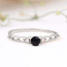 Natural Black Spinel Diamond Promise Ring with Certificate AAA - Rosec Jewels