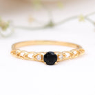 Natural Black Spinel Diamond Promise Ring with Certificate AAA - Rosec Jewels