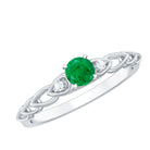 Rosec Jewels-Genuine Emerald and Diamond Designer Promise Ring