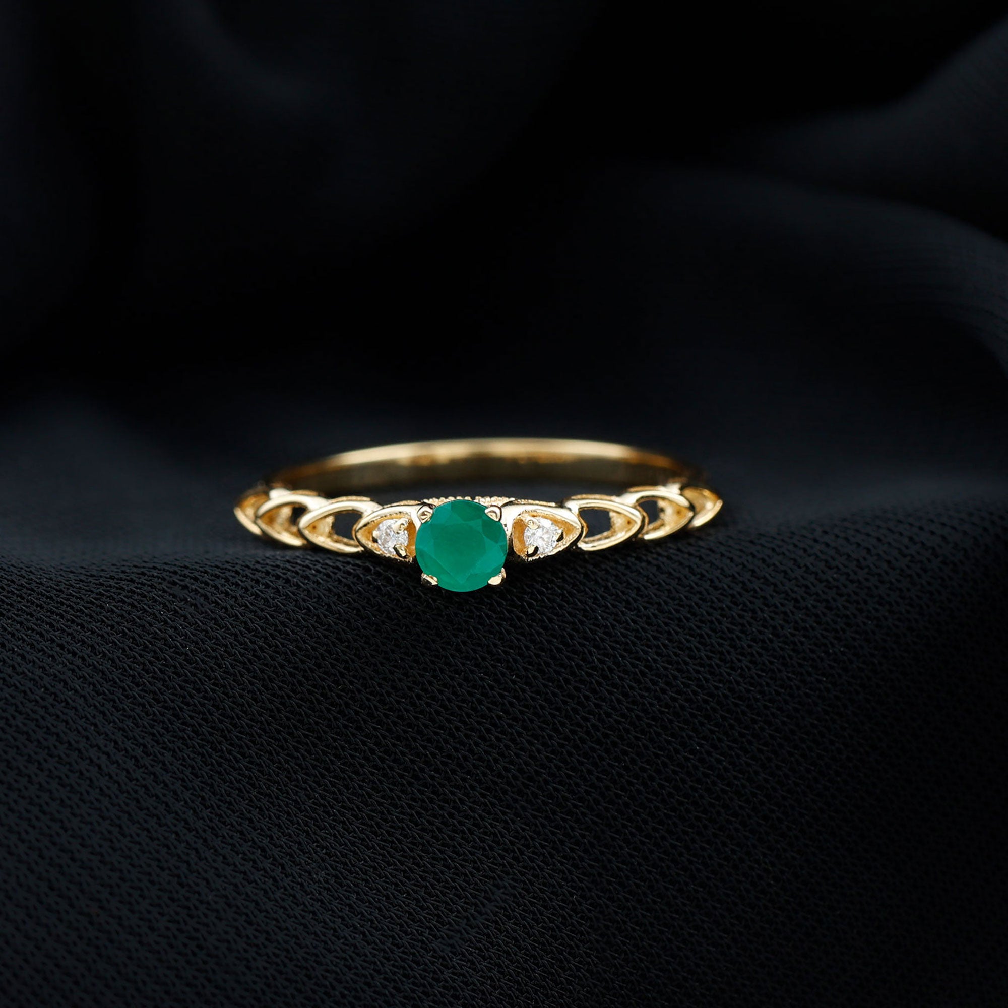 Rosec Jewels-Genuine Emerald and Diamond Designer Promise Ring