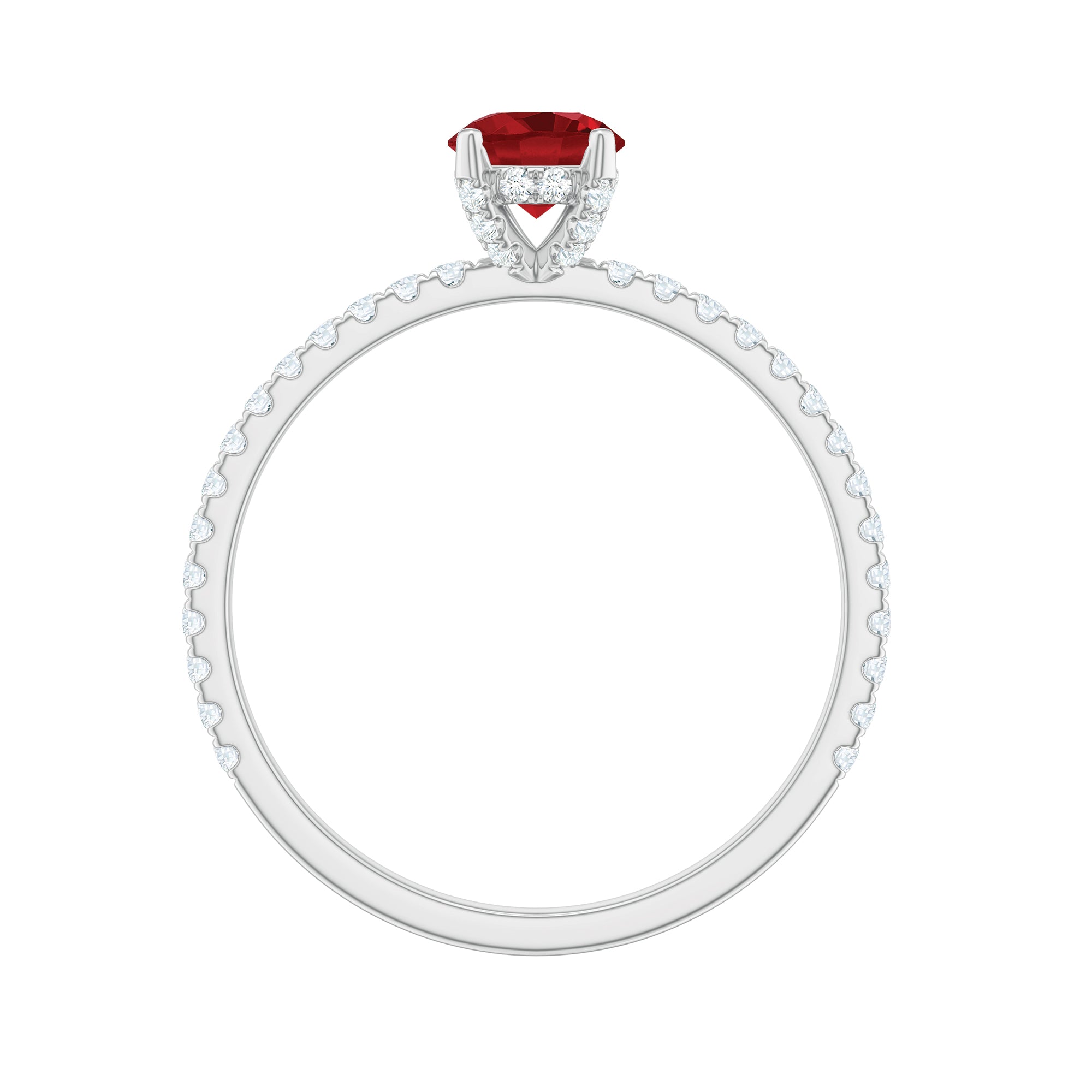 Rosec Jewels-Lab Created Ruby Engagement Ring with Diamond Side Stones