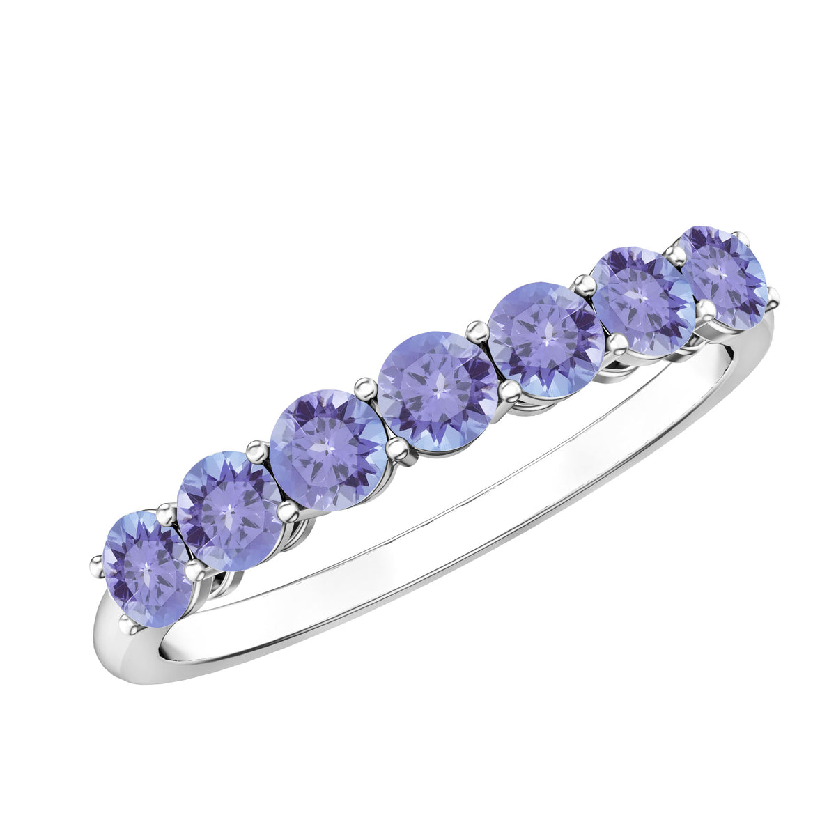 Certified Real Tanzanite Half Eternity Ring for Anniversary AAA - Rosec Jewels