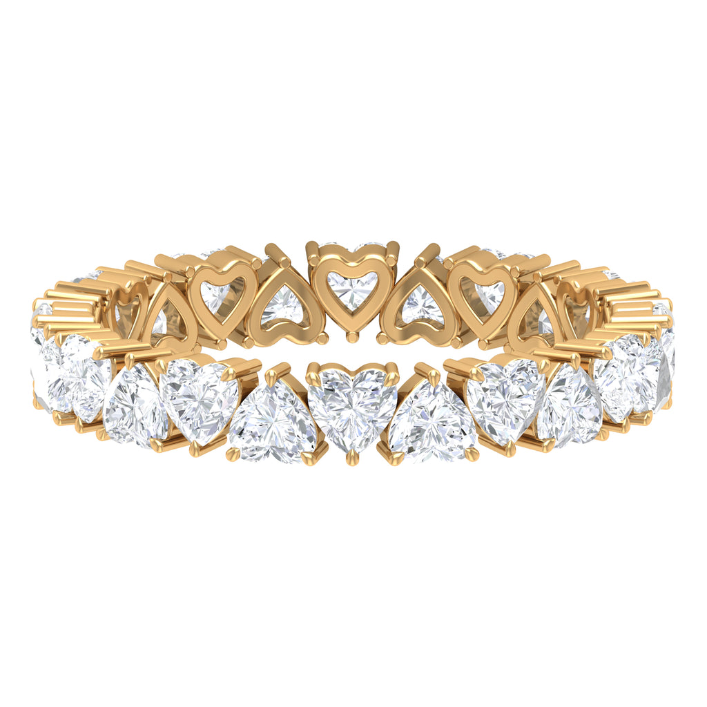 Claw Set Certified Moissanite Heart Eternity Band Ring in Gold Moissanite - ( D-VS1 ) - Color and Clarity - Rosec Jewels