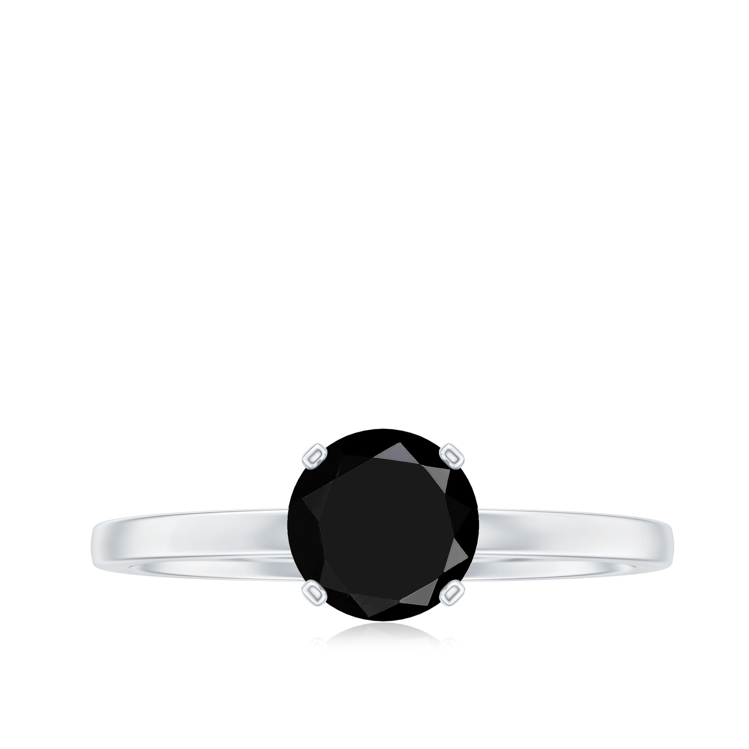 Natural 2 Carat Black Onyx Engagement Ring For Women AAA - Rosec Jewels