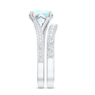 Natural Ethiopian Opal Split Shank Engagement Ring with Wedding Band AAA - Rosec Jewels