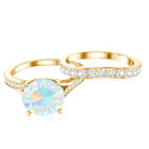 Natural Ethiopian Opal Split Shank Engagement Ring with Wedding Band AAA - Rosec Jewels
