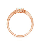 Natural Oval Ethiopian Opal Diamond Toi Et Moi Engagement Ring with Bypass Shank AAA - Rosec Jewels