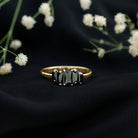 Baguette Cut Black Onyx 5 Stone Anniversary Ring AAA - Rosec Jewels