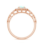 Certified Real Ethiopian Opal Retro Engagement Ring with Diamond AAA - Rosec Jewels