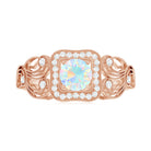 Certified Real Ethiopian Opal Retro Engagement Ring with Diamond AAA - Rosec Jewels