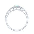 Certified Real Ethiopian Opal Retro Engagement Ring with Diamond AAA - Rosec Jewels